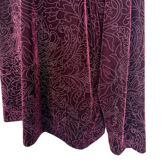 Coldwater Creek Cowl Neck Burgundy Velvet Long Sleeve Top Stretch NWT sz XL - Picture 8 of 16